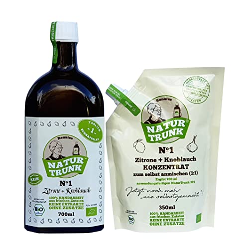 Bio! Renates NaturTrunk N° 1 Zitrone + Knoblauch Starterset 700ml + 350ml Nachfüllkonzentrat 1:1 DE-ÖKO-006 Cover