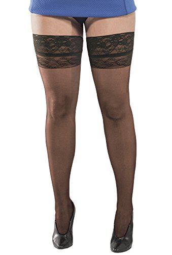 Margherita Plus Size Hold Up Stockings 20 Denier Curvy Sheer Fashion Nylons Grigio Medio L Plus (20-22)