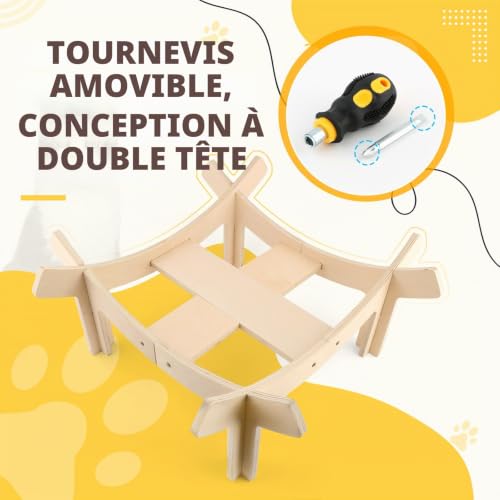 Lit surélevé pour chat en forme de fleur meuble canapé bois - 12