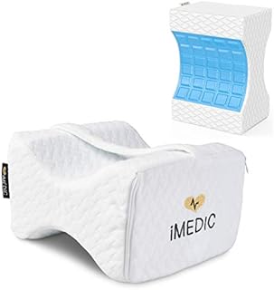 iMedic - Memory Foam Knee Pillow For Sleeping On Side - Gel Lined Premium Quality Orthopaedic Leg Cushion For Perfect Alignment For Side Sleepers