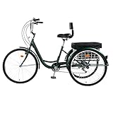 PRIJESSE 26 inch Adult Tricycle, 7 Speed 3 Wheel Bike for Women Men, Cruise Trike Bike with Shopping