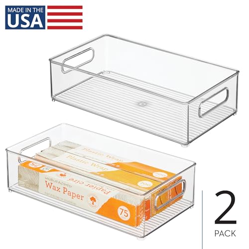 iDesign Stackable Fridge Bin - Storage Bin for Freezer or Pantry, Set of 2, Clear, Made in USA - Additional View