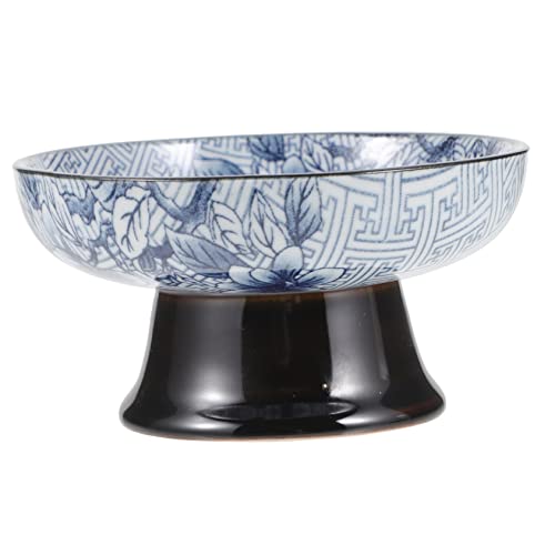 Hemobllo Plat à Fruits en Céramique Bleu et Blanc, Petit Plateau Utilitaire Décoratif, Assiette à Dessert pour Fruits Secs, Service de Table Zen, pour...