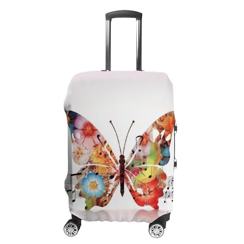Music Butterfly Luggage Cover, Elastic Luggage Protector Fits 19-32in Suitcases, Washable & Anti-Scratch Suitcase Cover for Men Women S - Main Image