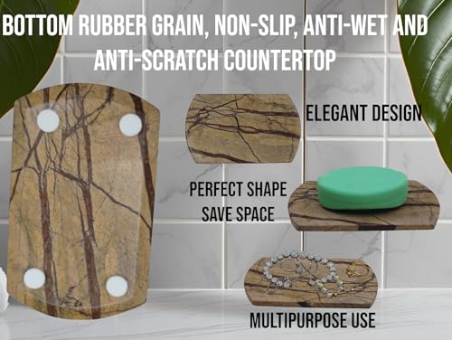 Image of Rainforest Golden Brown Marble Bathroom Accessories Set - 3-Piece Premium Set with Soap Dispenser, Tumbler & Soap Dish Weight 2500 g.