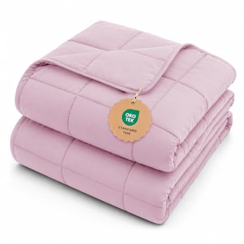 L'AGRATY Weighted Blanket - 48'x72' 15lbs Cooling Breathable Heavy Blanket Microfiber Material with Glass Beads for Adult All-Season Summer Fall Winter Soft Thick Comfort