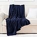 Battilo Navy Cable Knit Throw Blankets for Couch, Super Soft Warm Cozy Decorative Knitted Throw Blanket for Bed, Sofa, Chair 50