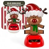 MIJOMA Solarbetriebene Wackelfigur - Bewegliche Figur mit Solarzelle, Kunststoff, 10 cm hoch, Keine Batterien notwendig, Für Fensterbretter, Autos & sonnige Plätze (Elch Braun)