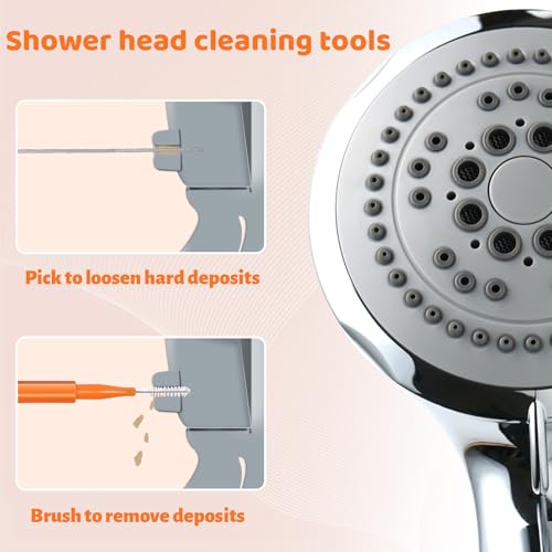 Image of 30 PCS Shower Head Cleaning Brush, Crevice Tiny Brush for Small Holes Cleaner Brush to Tackle Stubborn Mineral Buildups Anti Clogging Cleaner Brushes for Small Hole Gap Nozzle Jewelry, Orange