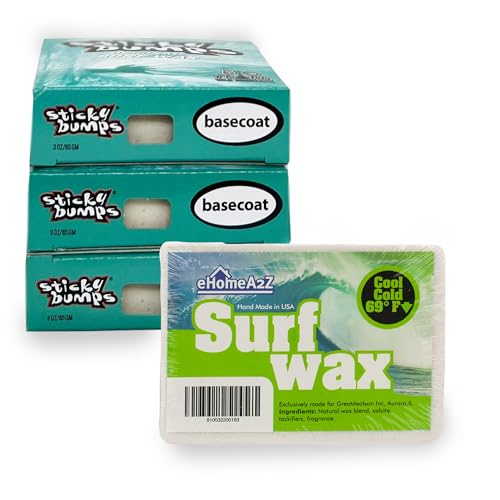 EHOMEA2Z Surfboard Wax Cool Cold Bundle with Sticky Bumps Basecoat Surf Wax Surfboard Surfing Accessories Surfing Wax (4)