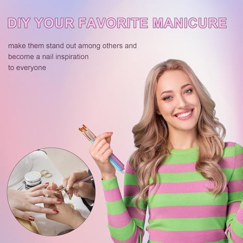 Artdone Nail Dotting Tools Double-ended Nail Art Brushes Kit Nail Art Gel Polish Liner Brushes Design Pen For Nail Drawing And Nail Paint Brushes Small Detail Brushes.