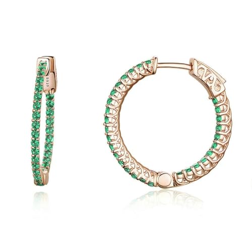 Argent Sterling 925 boucles d'oreilles vert Cz femmes