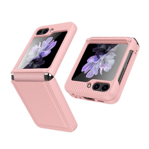 Accessoires Galaxy Z Flip 5 coque antichoc rose pliable avec sangle charnière
