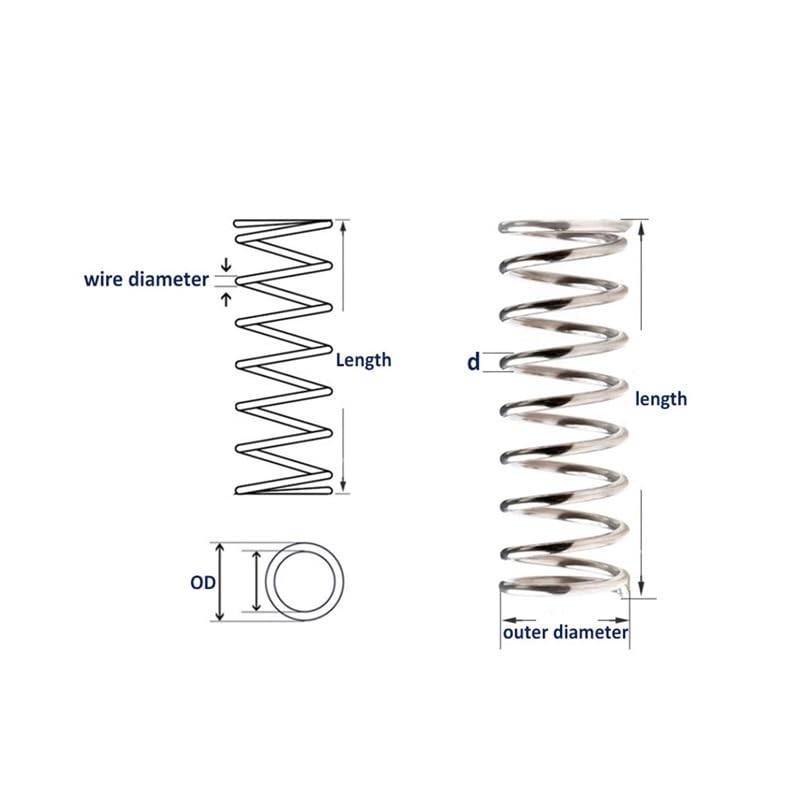 20 Ressorts De Compression Acier Inoxydable 304 - Fil 0,4 Mm, Diamètre 3-7 Mm, Longueurs 5-50 Mm