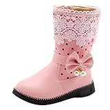 WEXCV Baby Mädchen Schuhe Herbst Winter Winddicht Warm Bow Spitze Anti-Rutsch-Weiche Stiefel Prinzessin Schuhe Niedlich Stilvoll Elegant Freizeitschuhe 27-34.5