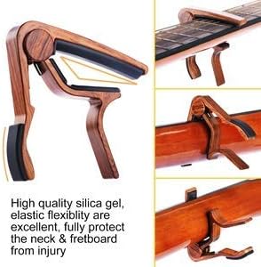 MOREYES Guitar Capo 2 Pack, Guitar Capos for Acoustic and Electric Guitar, Ukelele, Bass, Banjo with Guitar Picks(1Rosewood+1 Black)