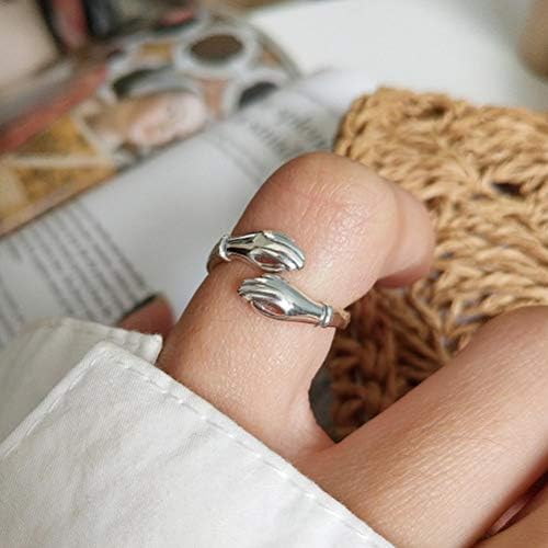 925 Sterling Silber Umarmungsring - Verstellbarer Hugging Hands Ring