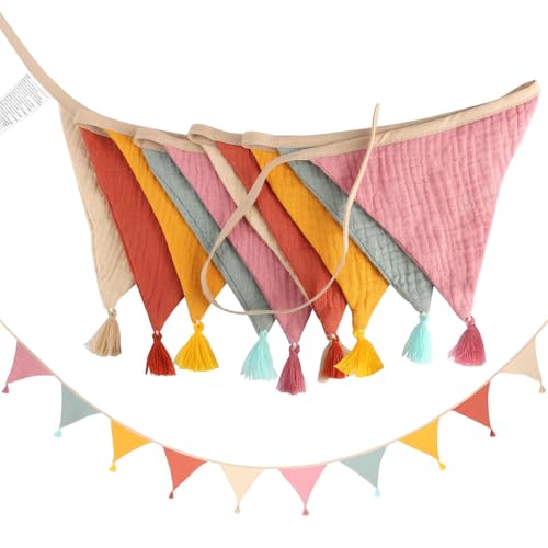 Multicolor Fabric Bunting - Durable, Weather-Resistant, Reusable Party Decoration for Kids, Ideal for Birthdays & Gifts - Leralsta