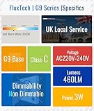 FluxTech G9 LED Bulbs Warm White 3000K, Energy Class C, 3W (40W/50W Halogen Equivalent), 460 Lumen, Non-Dimmable, 5 Pack - Image 2