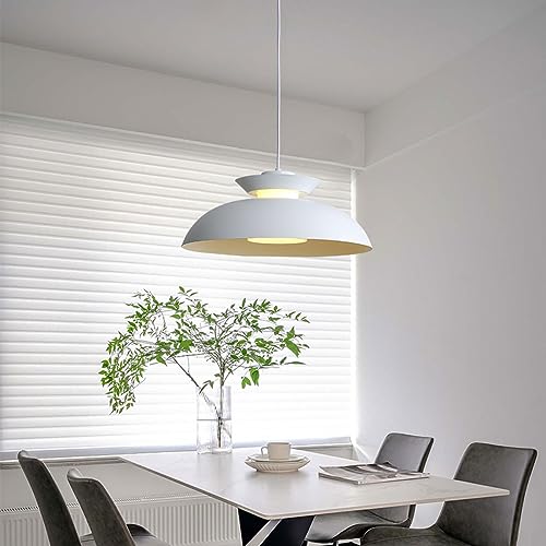 Lámpara colgante blanca de techo con cúpula de metal de 35 cm para comedor 7