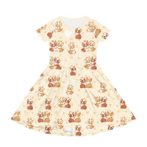 Summer Dress for Girls Crew Neck Short Sleeve Dresses Size 2-14 Years3