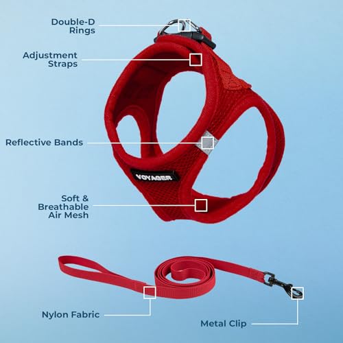 Image of Voyager Step-in Pet Harness - All Weather Mesh, Adjustable Step in Harness for Cats and Dogs by Best Pet Supplies - 307S Red, XXXS