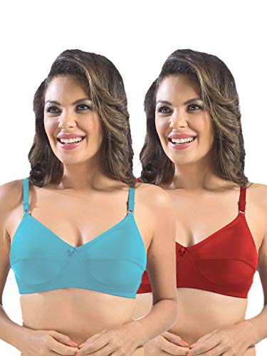 Image of SONARI Womens Cotton Everyday Bra | Non Padded, Wire Free, Comfortable Bra with Seamed Cups | Medium Coverage, Hook and Eye Closure for Everyday Wear | Adjustable Strap for a Customized Fit - Loreal