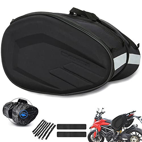 MCSWKEY Bolsa de Sillín para Moto, 58L Alforja Impermeable para Motocicleta con Banda Reflectante, Bolsa y Mochila de Casco para Asiento Trasero de...