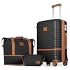 Joyway 24 Inch Checked Luggage, Expandable Suitcase with Spinner Wheel, 3 Piece Hard Shell Luggage Set with TSA Lock(Black)