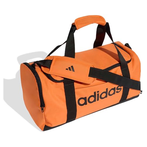 Image of adidas Unisex Essentials Linear Duffel Bag, Pure Orange /Black, One Size