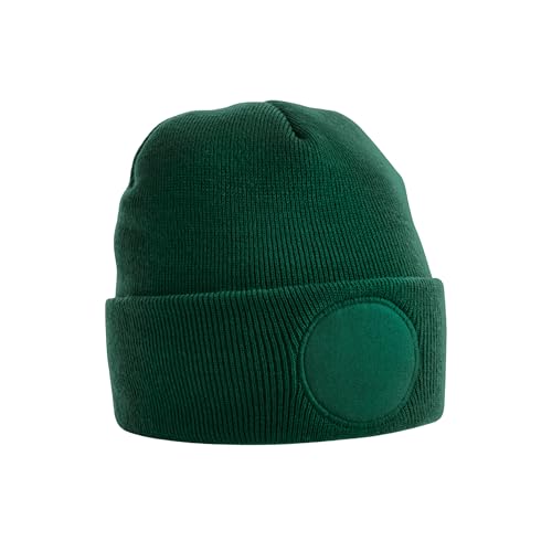 Beechfield Unisex Circular Patch Cuffed Beanie (One Size) (Bottle Green)