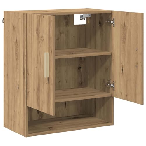 Armario de pared de madera con estante y espacio de almacenamiento de 2 puertas 5