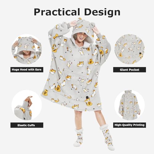 THREE-POODLE-Wearable-Blanket-Hoodie-with-Slipper-Socks-Set-Oversized-Sherpa-Blanket-Sweatshirt-Hoodie-for-Women-Men-Kids-One-Size-Fits-All