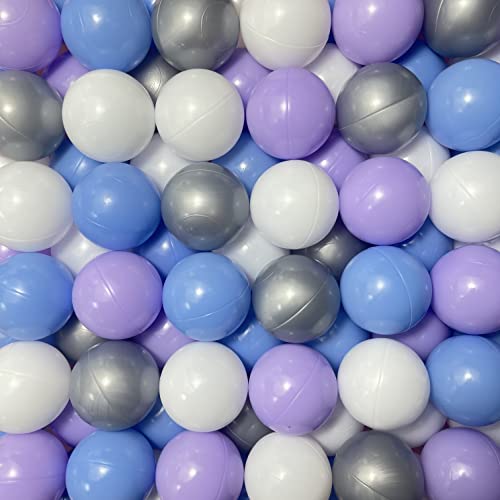 YUFUL Ball Pit Balls 500pcs for Kids, Plastic Balls for Ball Pit, 2.2” Crush Proof Play Balls BPA Free Non-Toxic, 4 Kinds of Bright Color Ocean Balls Include a Reusable Net Bag (Purple)