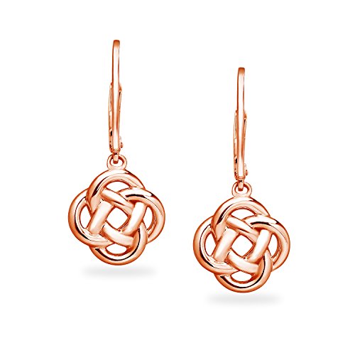 Rose Gold Flashed Sterling Silver Love Knot Dangle Leverback Earrings | Available in Silver, Rose and Yellow Gold