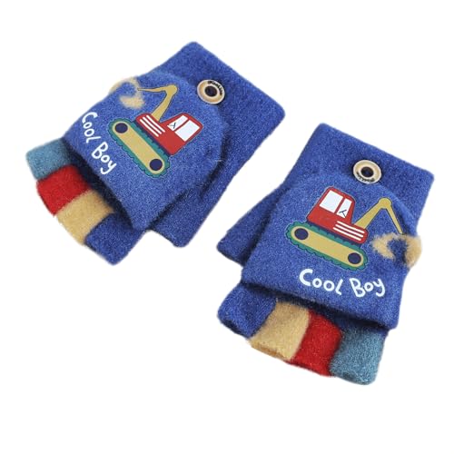 Convertible Mittens Kids Fingerless Winter Cartoon Cute Toddler Knit Warm Gloves for Baby Boys Girls Aged 2-63