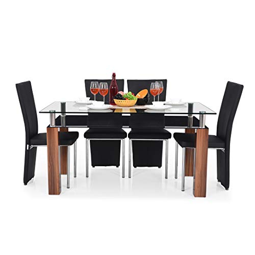 Image of Royal Oak Barcelona Dining Table Set (Black and Brown)