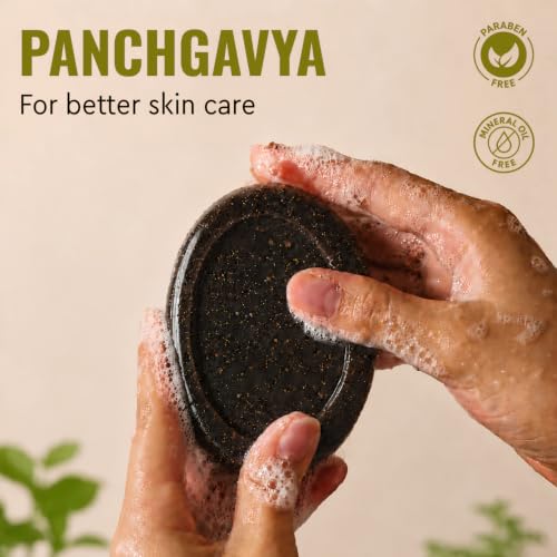 Image of Pure Herbal Panchgavya Bathing Soap 100g - Ayurvedic Natural Soap with Cow Ghee, Milk & Curd - Gentle Skin Nourishing Cleansing Bar for Daily Use - For Men & Women (Pack of 4)