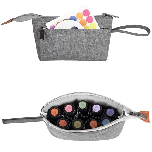 LUXJA Essential Oil Carrying Bag - Holds 8 Bottles (5ml-15ml, Also Fits for Roller Bottles), Portable Organizer for Essential Oil and Small Accessories, Gray