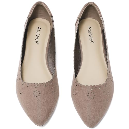 Ataiwee Women's Wide Flat Shoes - Pointed Ladies T-Strap Adjustable Summer Shoes.