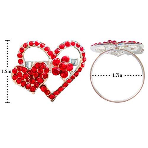 Diamond Heart Napkin Rings Serviette Holder, Set Of 4 Metal Napkin Ring, Holiday Table Decor For Valentine's Day, Wedding, Birthday Party, Thanksgiving Day, Christmas Day,Dining Table Decoration #TOP5