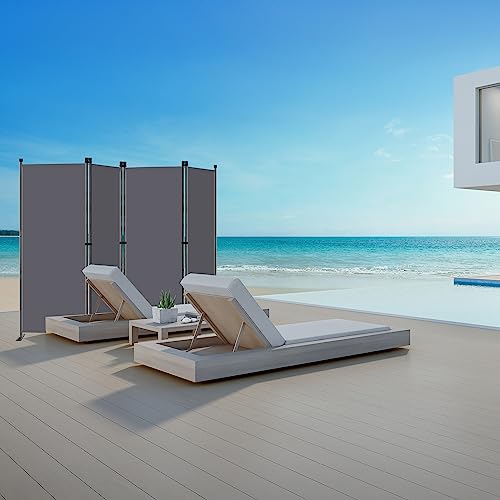 Angel Living Paravent 4 Teilig,Trennwand Raumteiler Paravent raumteiler innen Sichtschutz Wandschirm für Büros Balkon Schlafzimmer Außengarten Grau