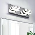 yumcrelect LED Vanity Light, 12W Light Mirror Front Vanity Lamp Modern Acrylic Stainless Steel Bath Wall Vanity Lighting Over Mirror Chrome 2-light Bathroom Bedroom Lighting Fixtures