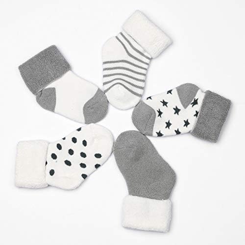 Ateid Baby Toddler Ankle Thick Socks Winter Socks Pack of 5 (Manufacturer Size: L), Grey, 12-36 Months (Label Size L)
