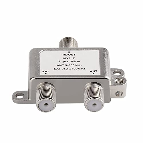 DollaTek 2 in 1 2-Way Satellite Splitter MX21D TV Signal Cable TV Signal Mixer SAT/ANT Diplexer Lightweight Compact