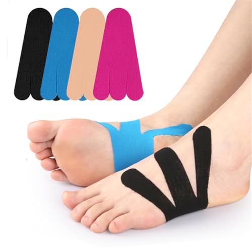 Vorgeschnittenes Kinesiologie Knöchelband, 20 PCS wasserdichtes atmungsaktives Fuß Plantar Fasciitis Schmerzlinderung Athletische Bänder, atmungsaktives elastisches Kinesiologie Athletisches Muskelban