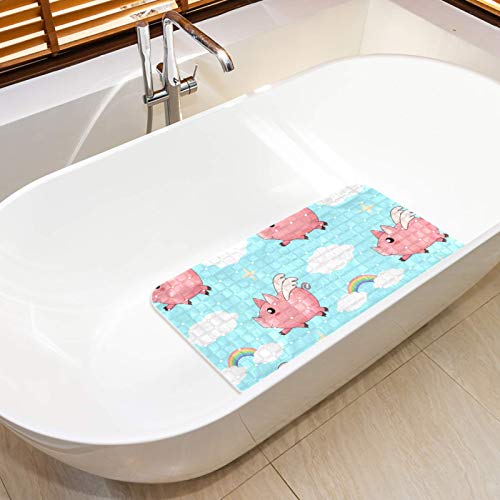 Alfombrilla de baño para niños pequeños con estampado infantil de cerdito y arco iris 6