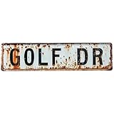 ERLOOD GOLF DR レトロ メタル ブリキ看板 ゴルフ 装飾 テーマ ホーム スポーツ バー 壁 装飾 男性 洞窟 バー ストリート サイン 屋外 16 x 4インチ