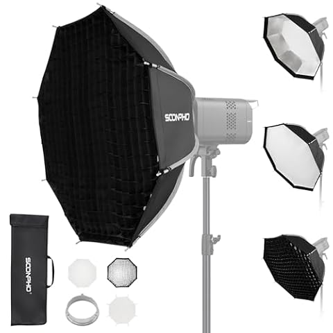 SOONPHO KS-90 35,4 cala / 90 cm Ottagon Softbox Bowensa, miękki zestaw do szybkiego zwalniania z defusorem, kratką z plastrem miodowym i torbą transportową, kompatybilny z Godox SK400IIIV, SK300IIV