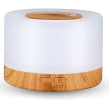 Wild Essentials 700ml Designer Large Room Essential Oil Diffuser, 5 in 1 Ultrasonic Aromatherapy Vaporizer Cool Mist Humidifier, Home, Office, Bedroom, Timer, Auto-Off, 7 Color LED Wood and White